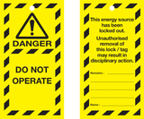 VEILIGHEIDSLABELS "DANGER DO NOT OPERATE