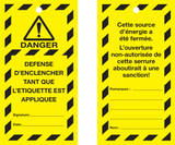 VEILIGHEIDSLABELS "DANGER DO NOT OPERATE
