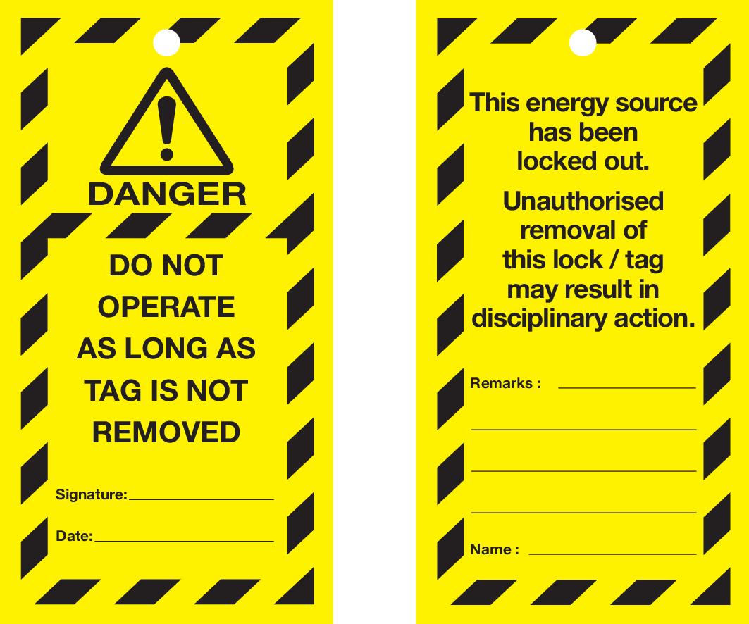VEILIGHEIDSLABELS "DANGER DO NOT OPERATE