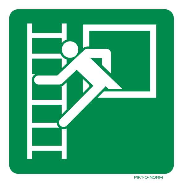 NOODRAAM MET VLUCHTLADDER  ISO7010-E016