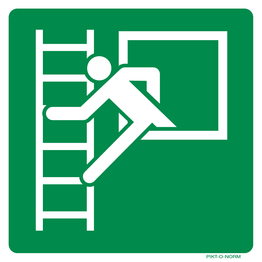 NOODRAAM MET VLUCHTLADDER  ISO7010-E016