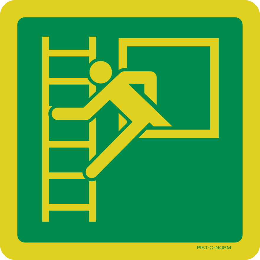 NOODRAAM MET VLUCHTLADDER  ISO7010-E016