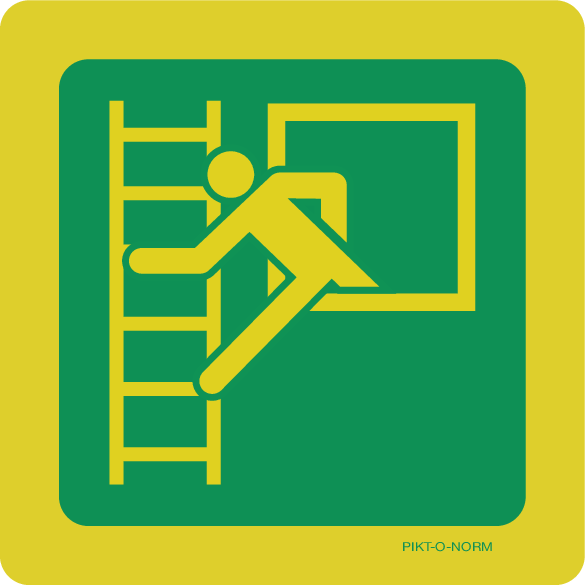 NOODRAAM MET VLUCHTLADDER  ISO7010-E016
