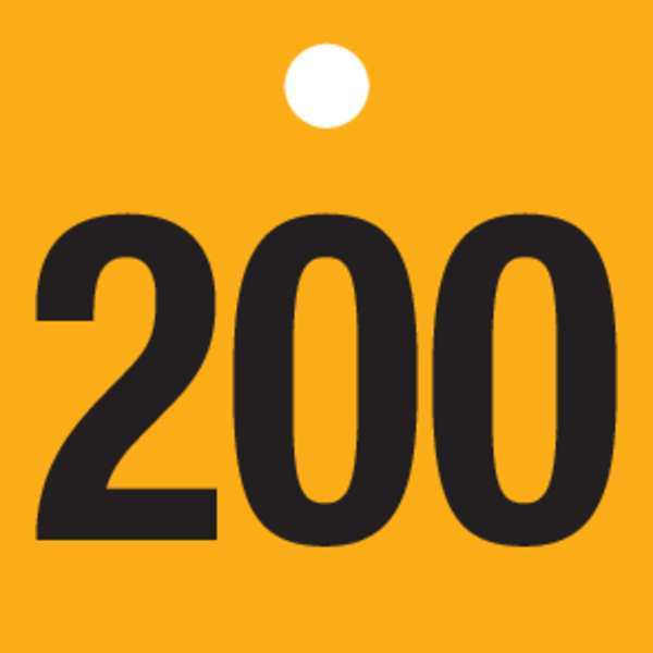 ZWARTE CIJFERS 151 tot 200 op PP.GEEL