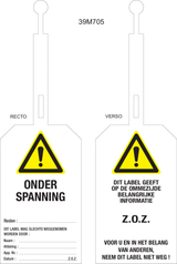 ONDER SPANNING...LABEL MET SLUITING