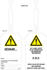 GEVAAR...LABEL MET SLUITING