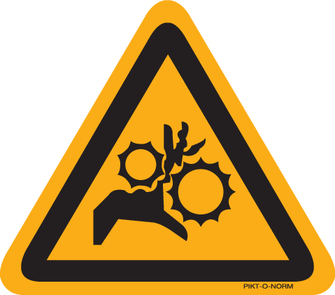 DANGER POUR MAINS. RISQUE D'ÉCRASEMENT