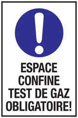 ESPACE CONFINE TEST DE GAZ OBLIGATOIRE!