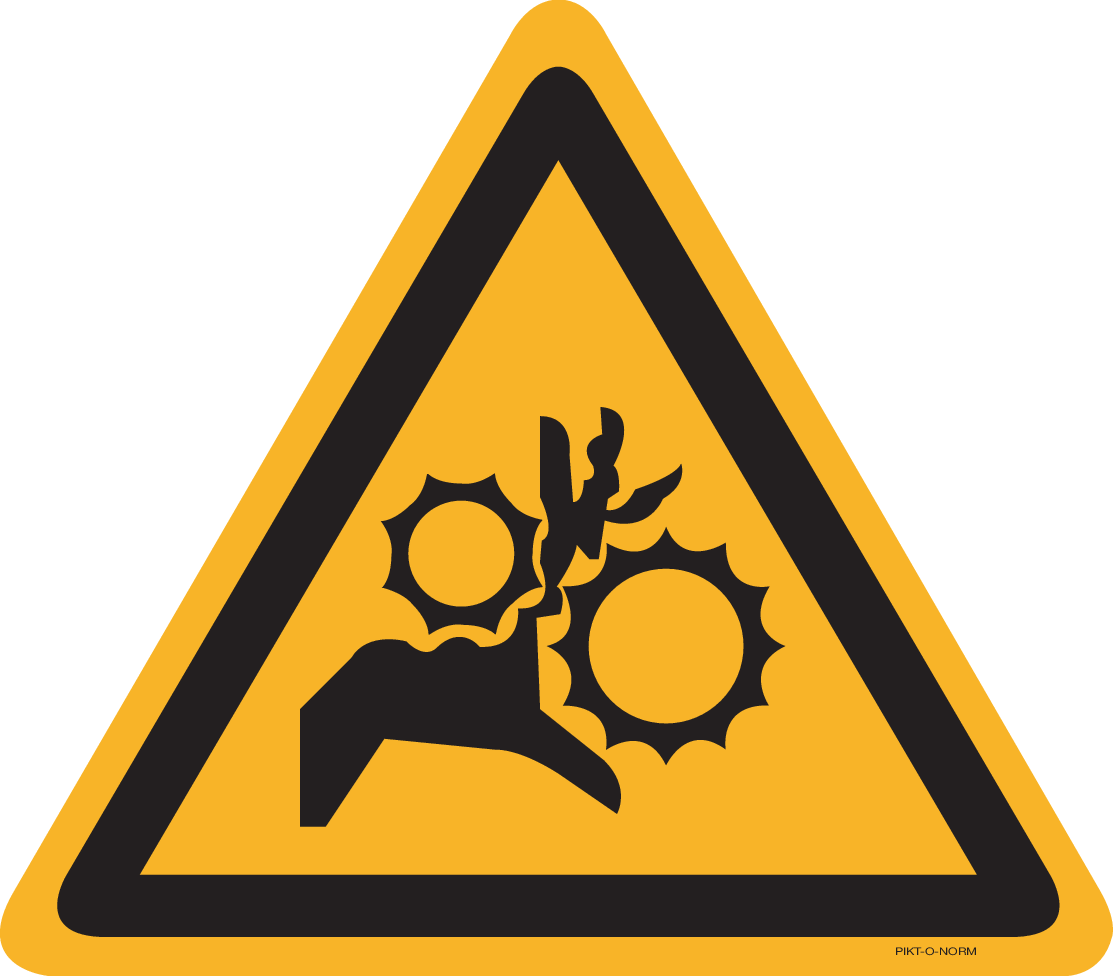 DANGER POUR MAINS. RISQUE D'ÉCRASEMENT