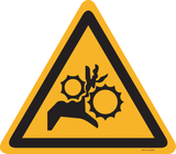 DANGER POUR MAINS. RISQUE D'ÉCRASEMENT