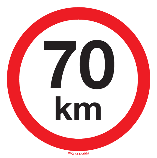 MAXIMUM SNELHEID 70 KM