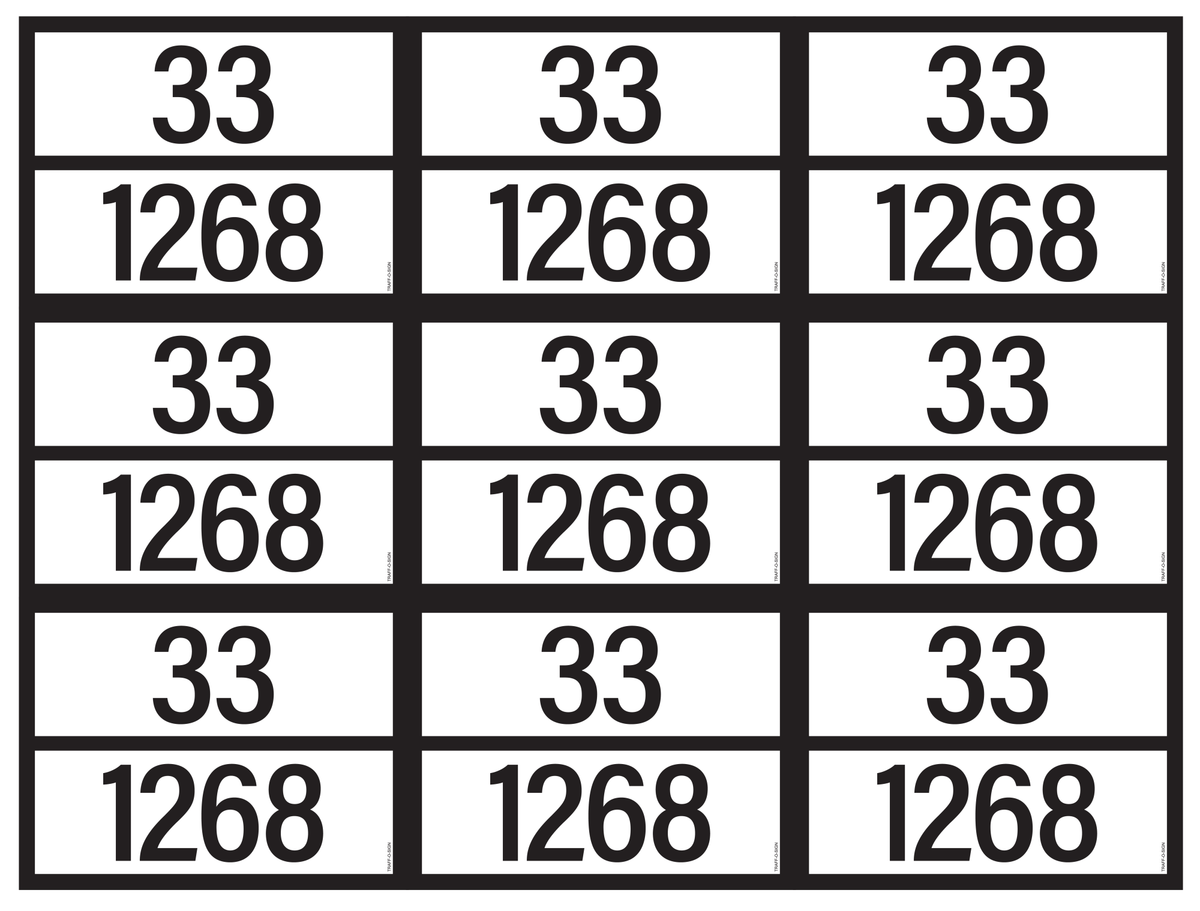 ADR BORD MET GEVARENCODE 33/1268