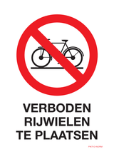 VERBODEN RIJWIELEN TE PLAATSEN
