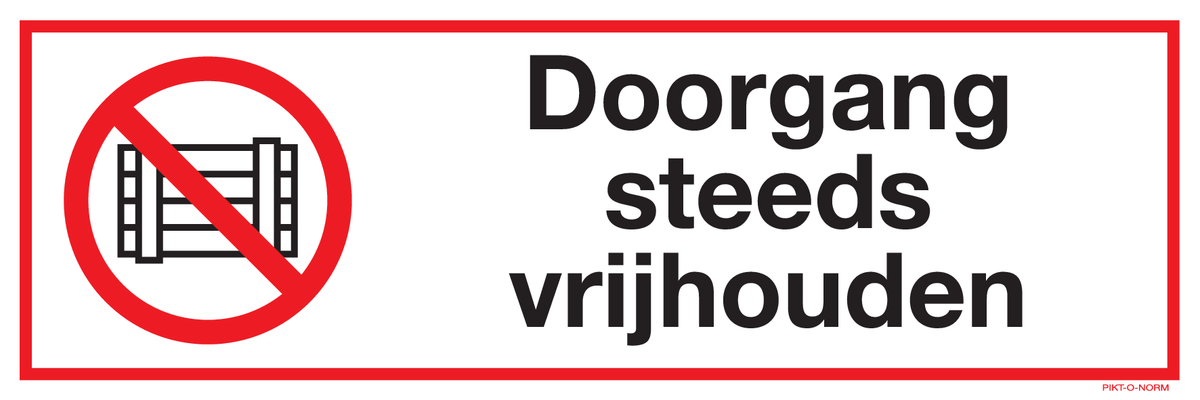 DOORGANG STEEDS VRIJHOUDEN