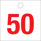 RODE CIJFERS van 1 tot 50 op PP.WIT