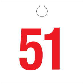 RODE CIJFERS van 51 tot 100 op PP.WIT