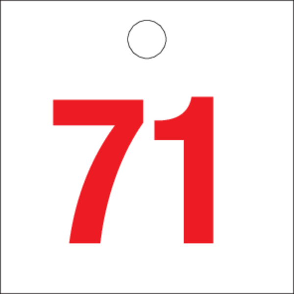 RODE CIJFERS van 51 tot 100 op PP.WIT