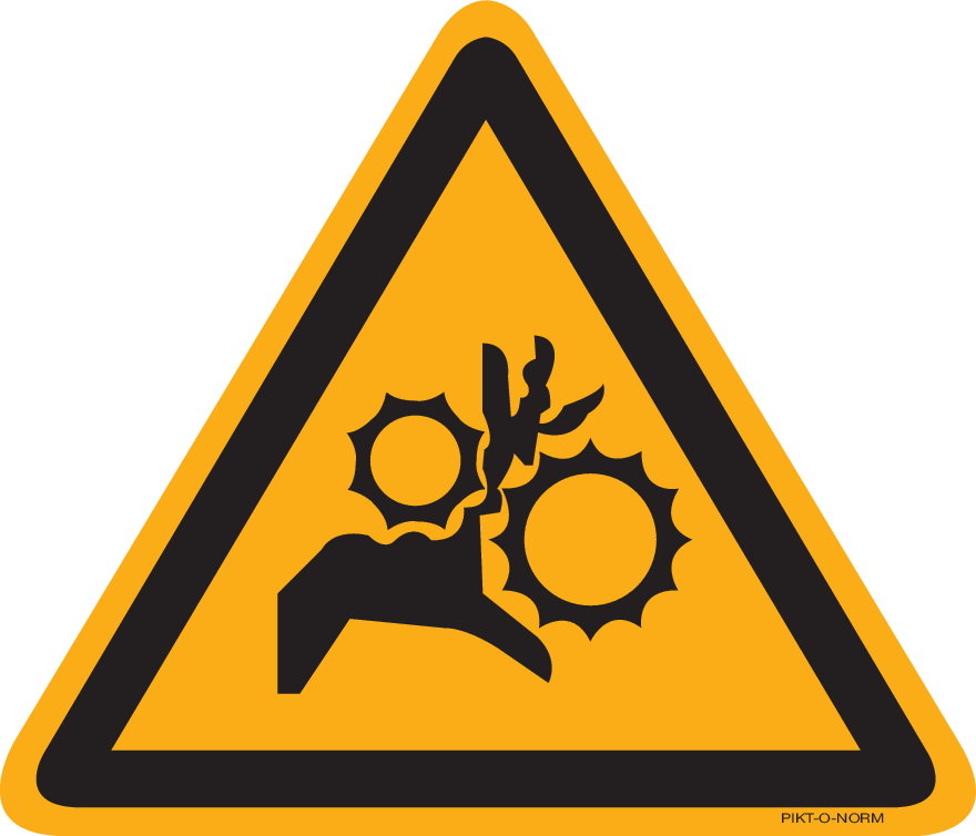 DANGER POUR MAINS. RISQUE D'ÉCRASEMENT