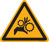 DANGER POUR MAINS. RISQUE D'ÉCRASEMENT