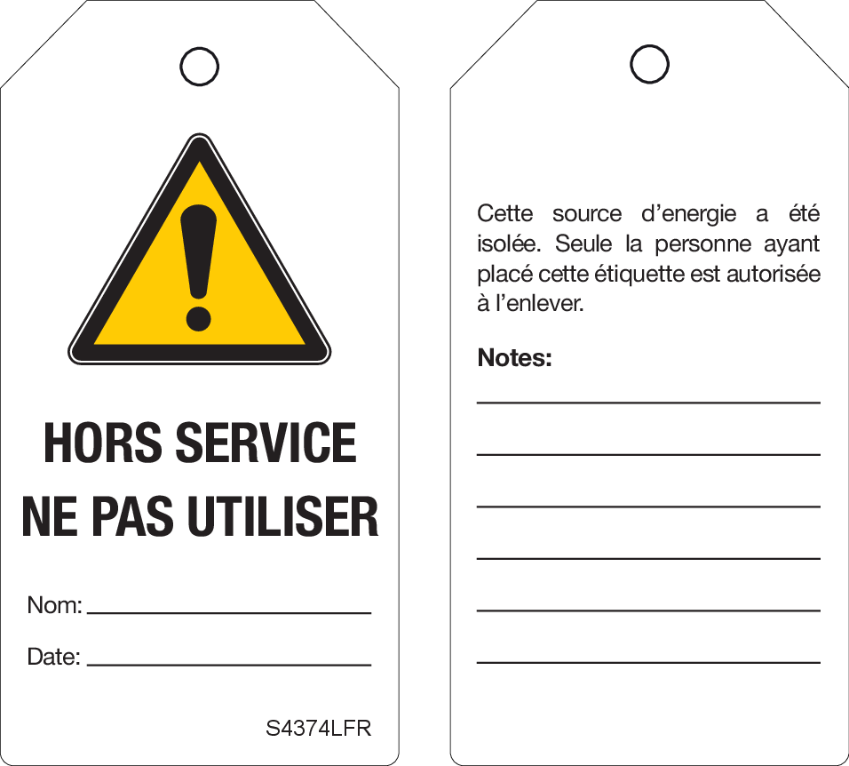 S4374LFR. HORS SERVICE NE PAS UTILISER