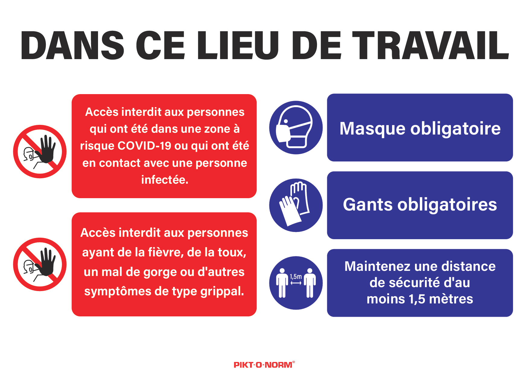 COVID-19, ZONE DE  TRAVAIL