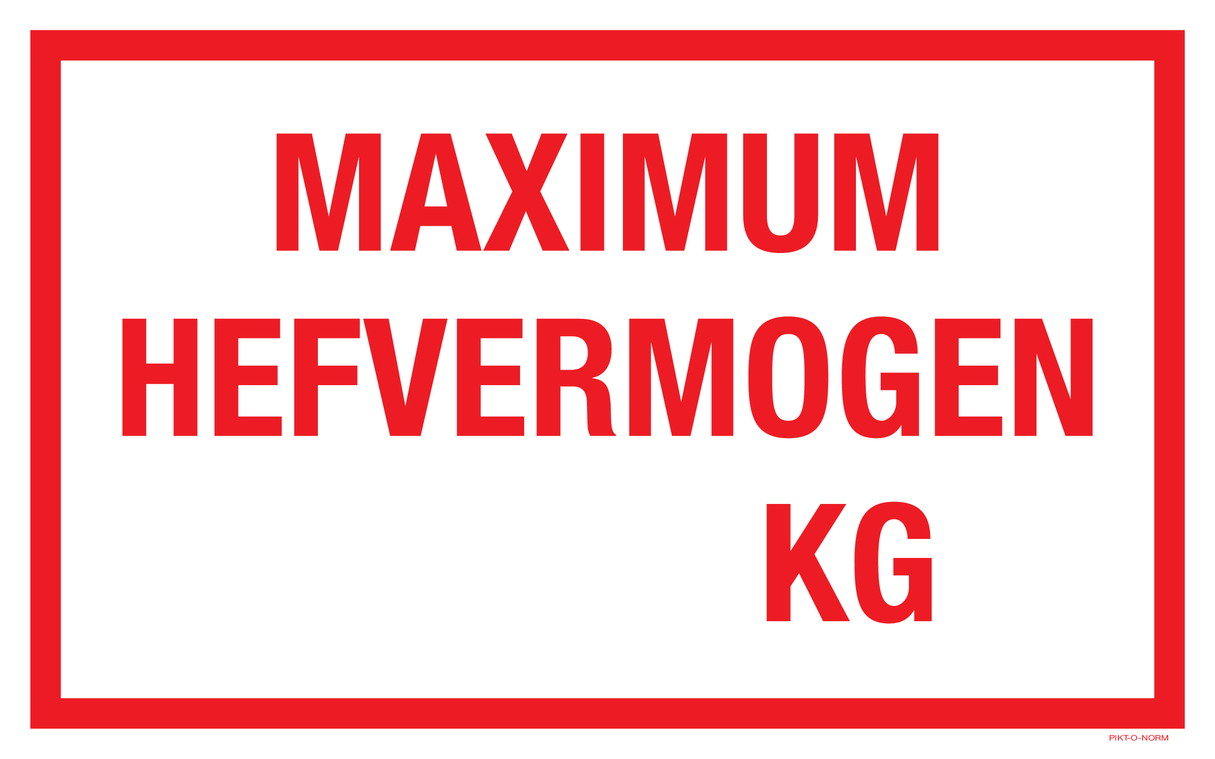 MAXIMUM HEFVERMOGEN .....KG