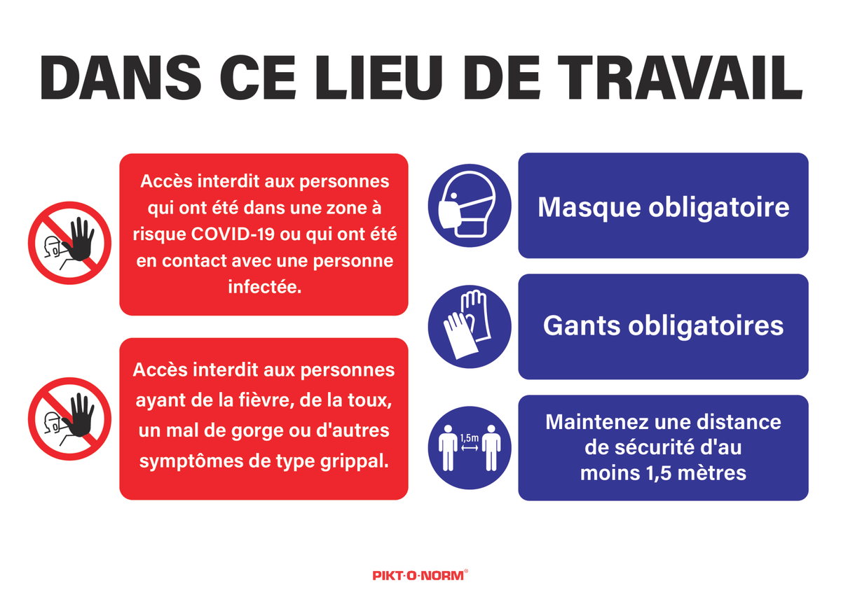 COVID-19, ZONE DE  TRAVAIL
