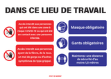 COVID-19, ZONE DE  TRAVAIL