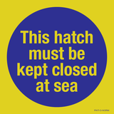 THIS HATCH MUST KEPT CLOSED AT SEA