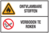ONTVLAMBARE STOFFEN. VERBODEN TE ROKEN