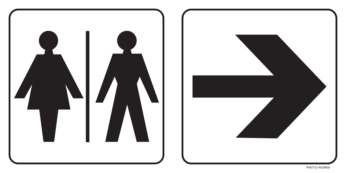 WC DAMES EN HEREN MET PIJL NAAR RECHTS