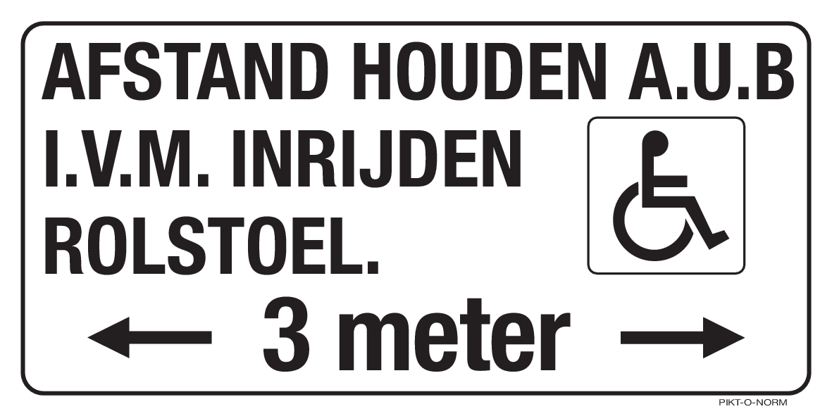 AFSTAND HOUDEN AUB I.V.M.INRIJDEN...3m