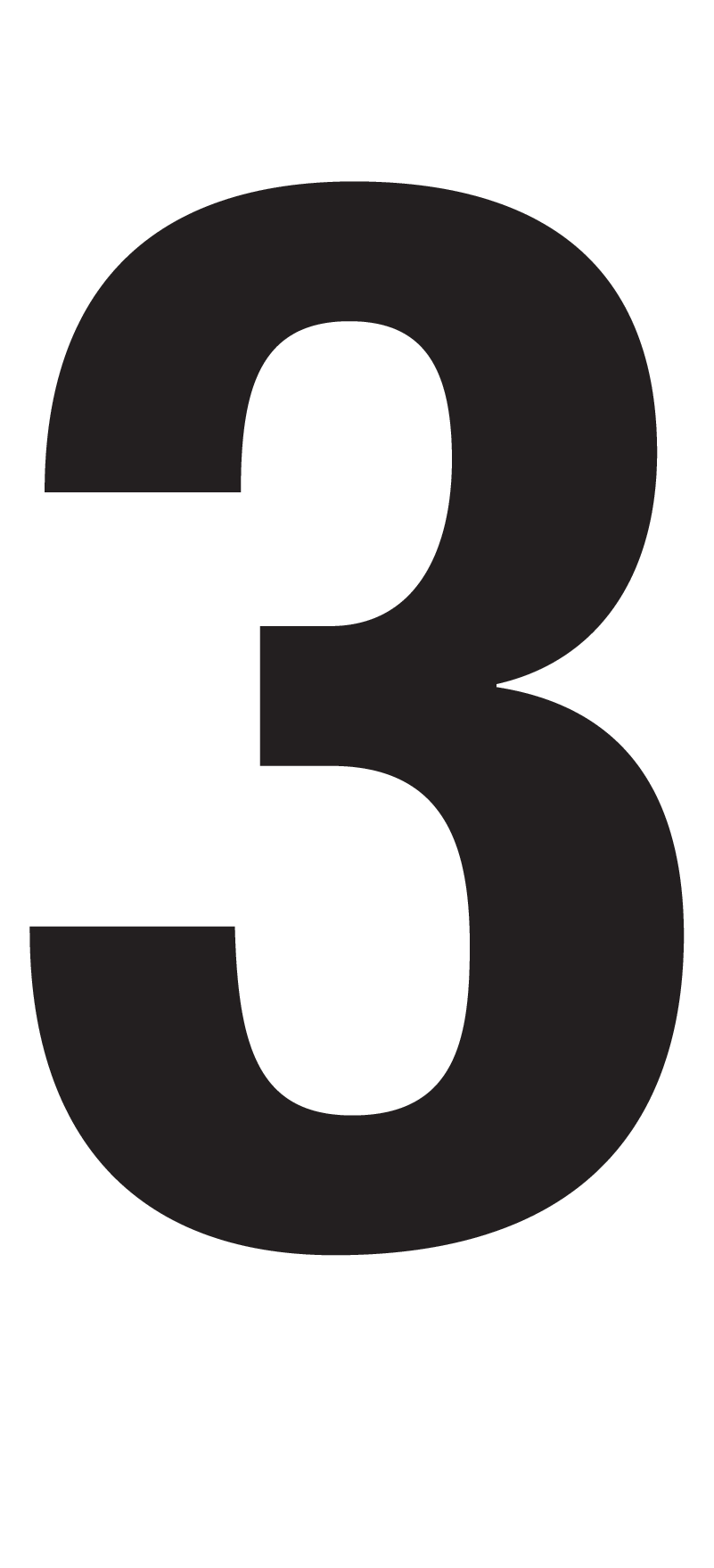 3, CHIFFRE DÉCOUPÉ SUR TRANSFERT