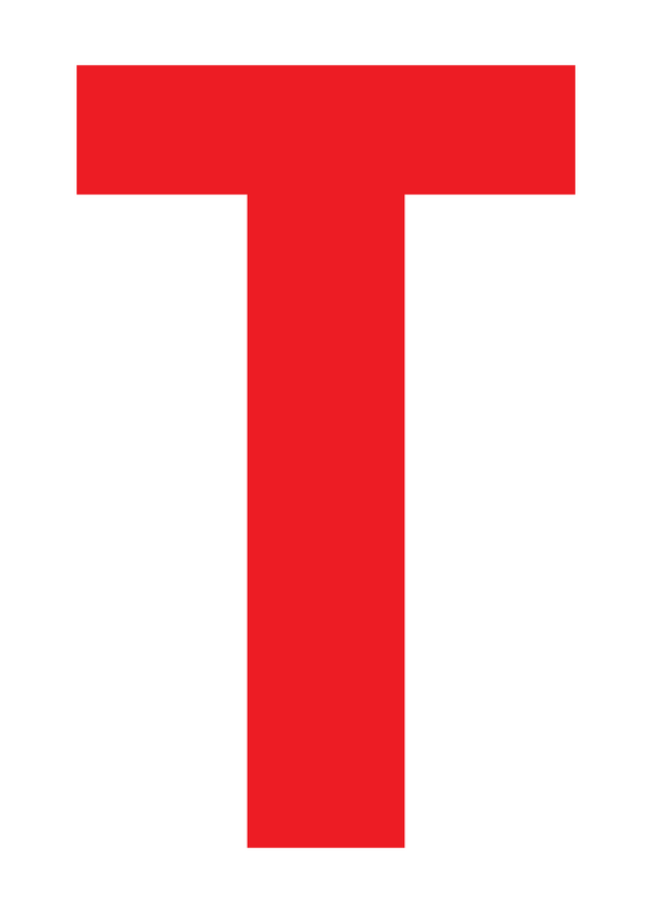 T, UITGESNEDEN LETTER OP TRANSFER