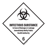 INFECTIOUS SUBSTANCE. IN CASE OF DAMAGE 