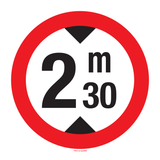 MAXIMUM HOOGTE: 2M30