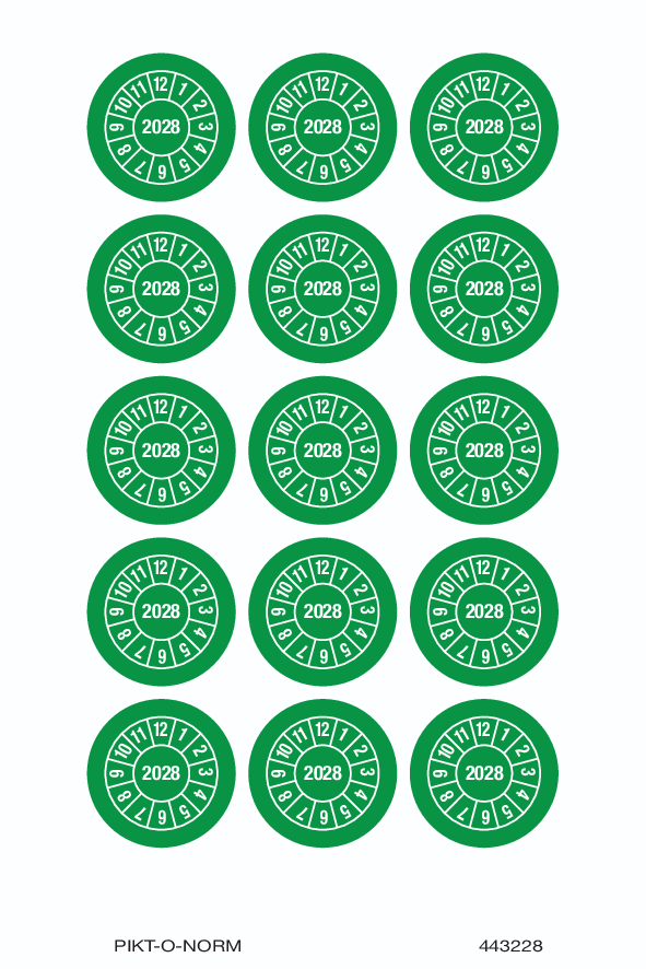 2028, KEURINGSSTICKERS GROEN