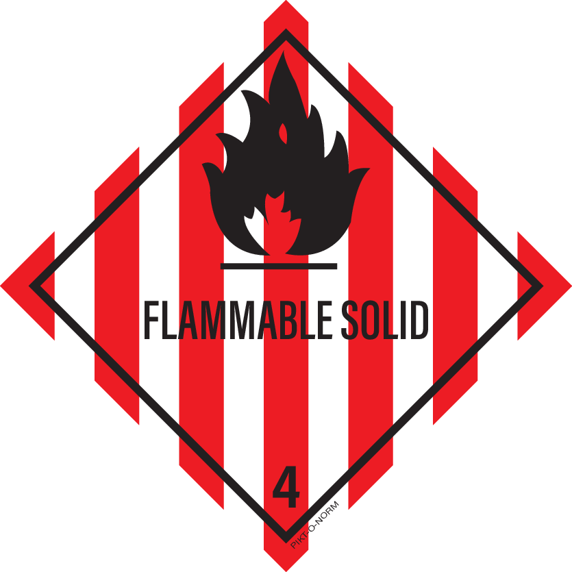 FLAMMABLE SOLID. ADR KLASSE 4.1