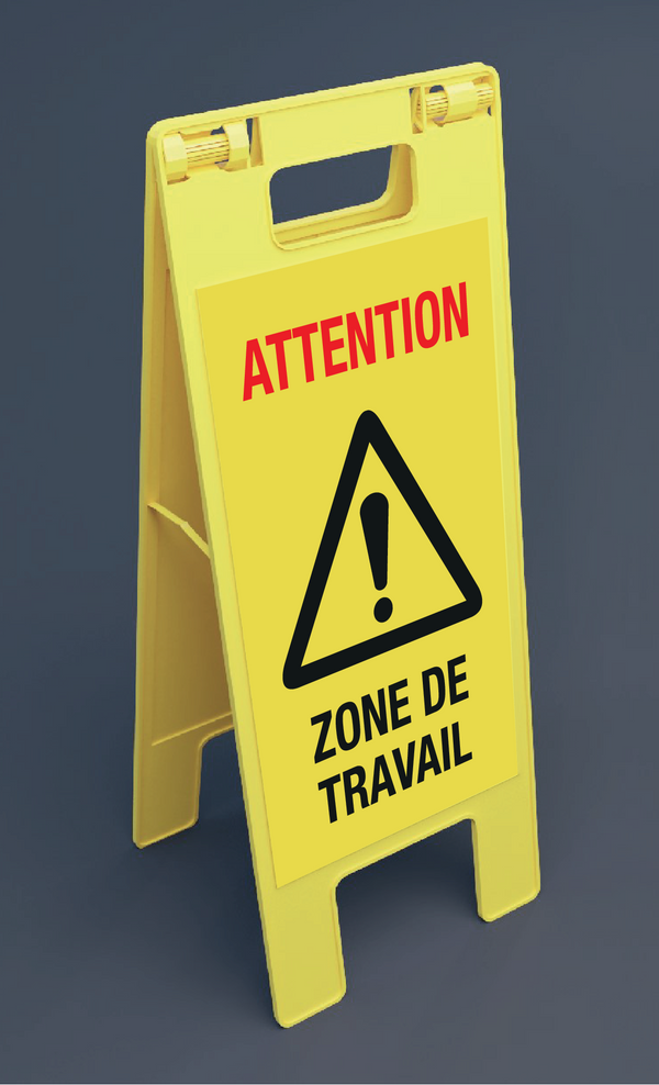 ATTENTION! ZONE TRAVAIL. BALISE PLIANTE
