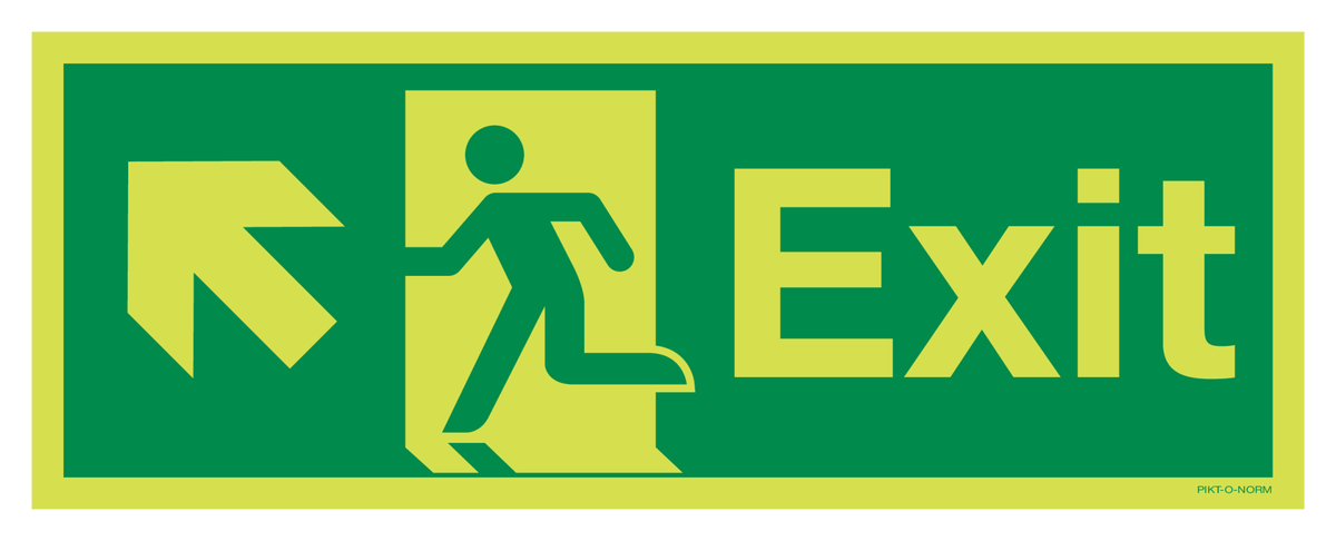 EXIT WITH RUNNING MAN AND ARROW UP LEFT