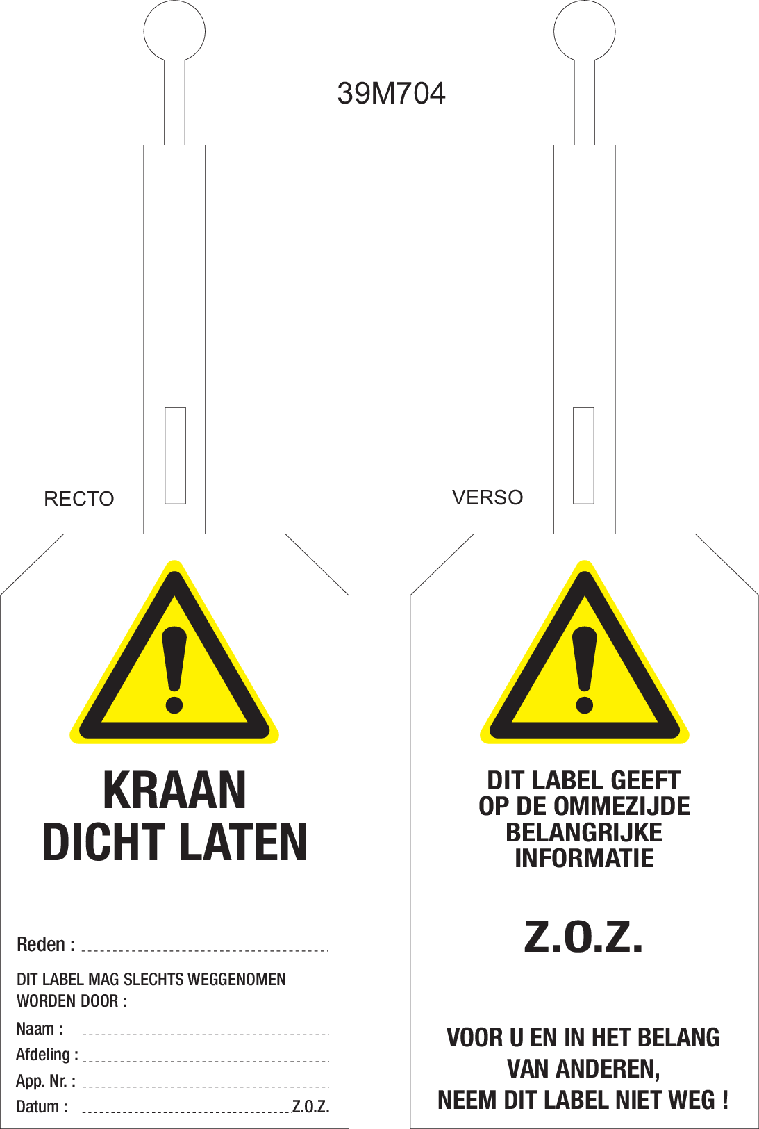 KRAAN DICHTDRAAIEN...LABEL MET SLUITING