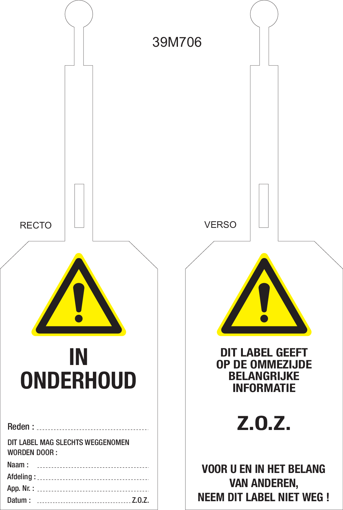 IN ONDERHOUD...LABEL MET SLUITING