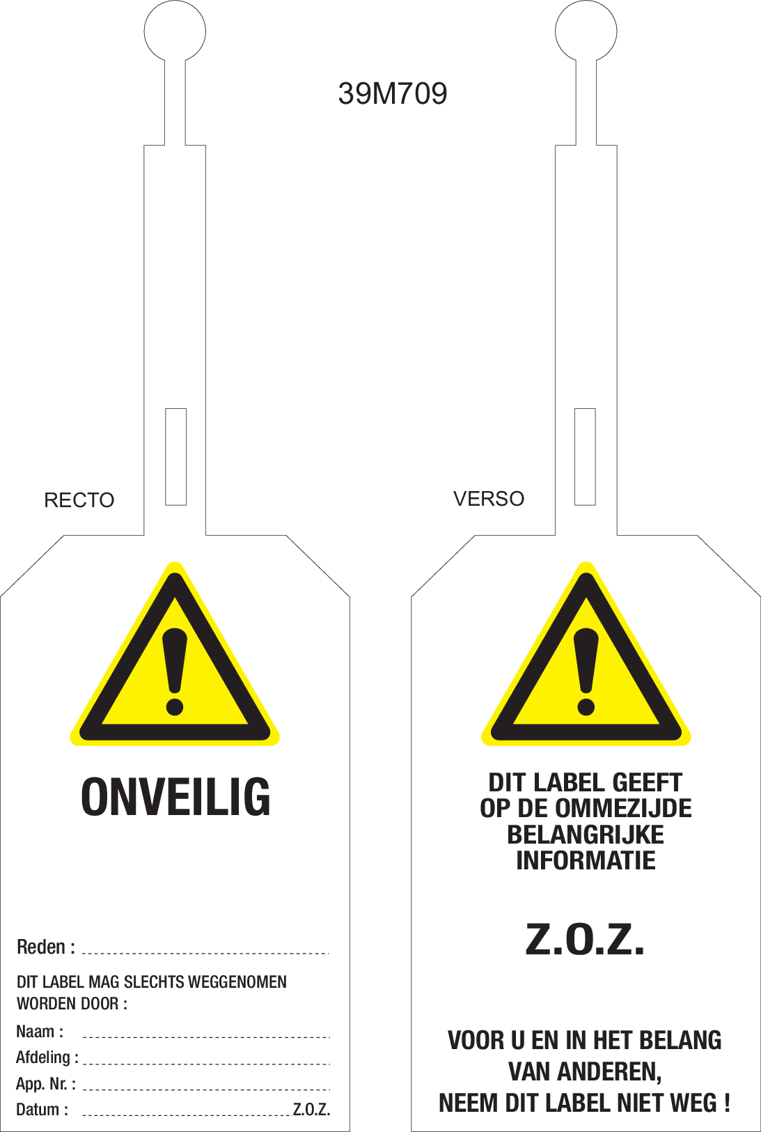 ONVEILIG...LABEL MET SLUITING