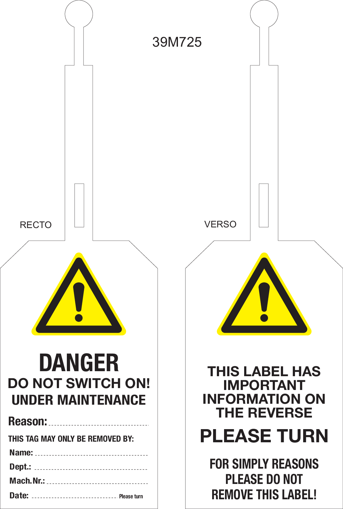 DANGER. DO NOT SWITCH ON! A FERMETURE