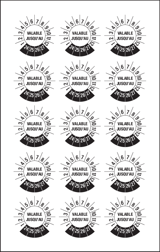 VALABLE JUSQU'AU, PASTILLES CALENDRIER