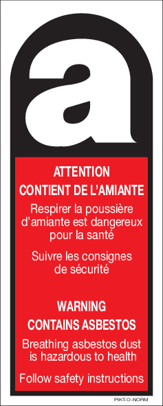 ATTENTION, CONTIENT DE L'AMIANTE. WAR...