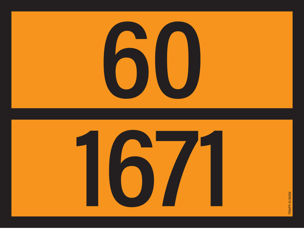 PANNEAU ADR AVEC CODE DE DANGER 60/1671