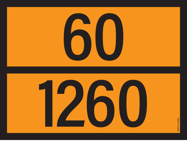 PANNEAU ADR AVEC CODE DE DANGER 60/1260