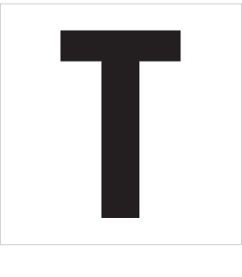 T, UITGESNEDEN LETTER