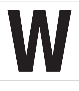 W, UITGESNEDEN LETTER
